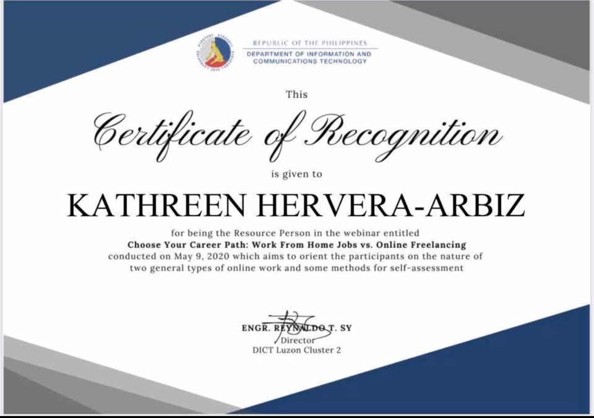 Freelancing certificate