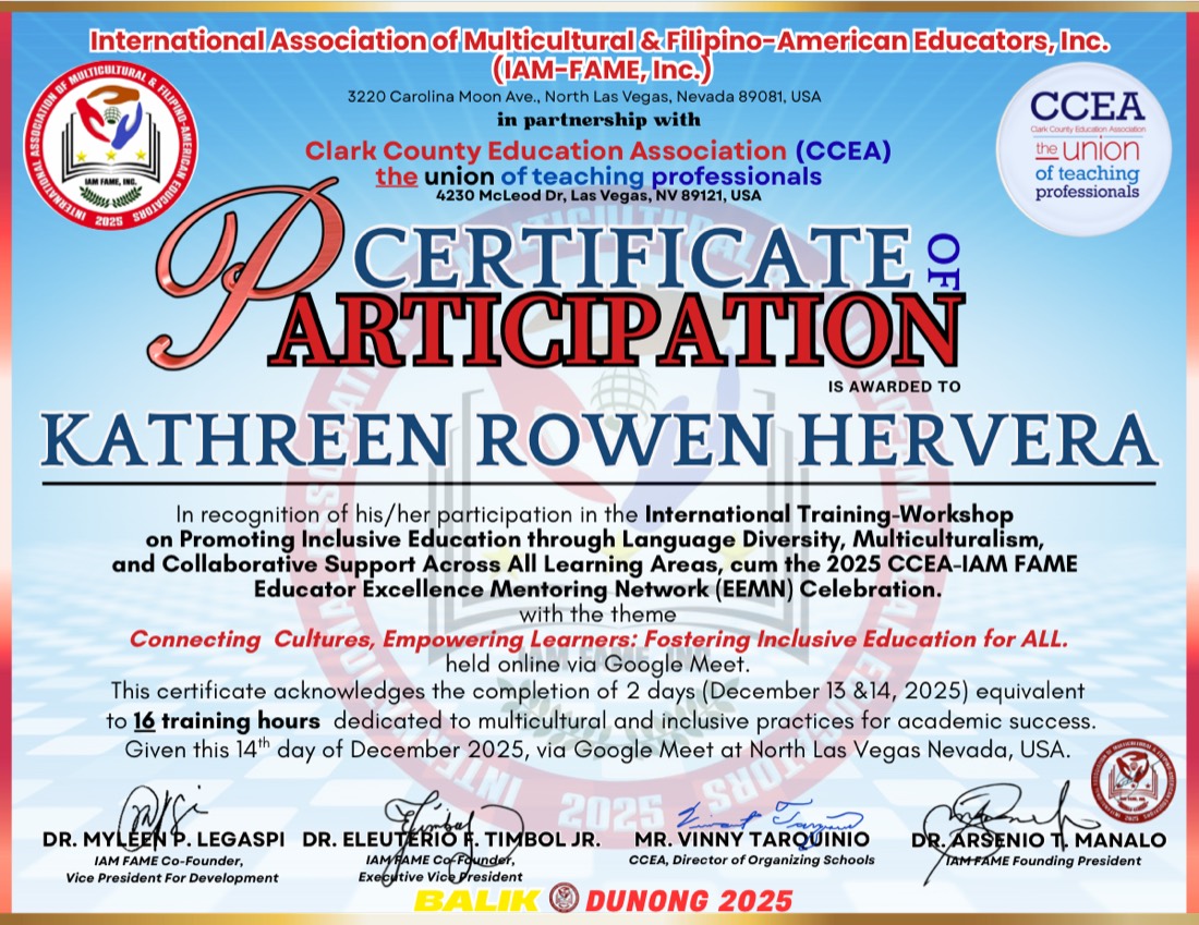 Inclusive Education certificate