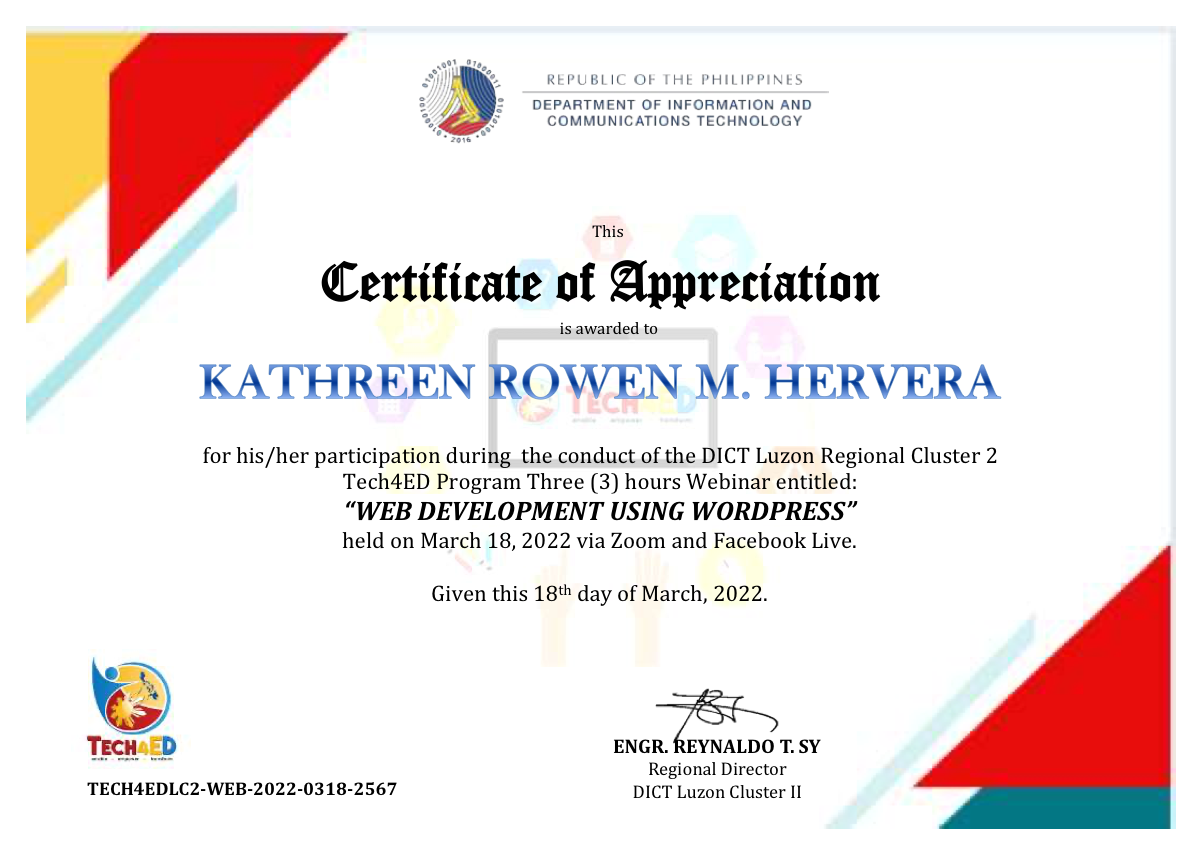 WordPress webinar certificate