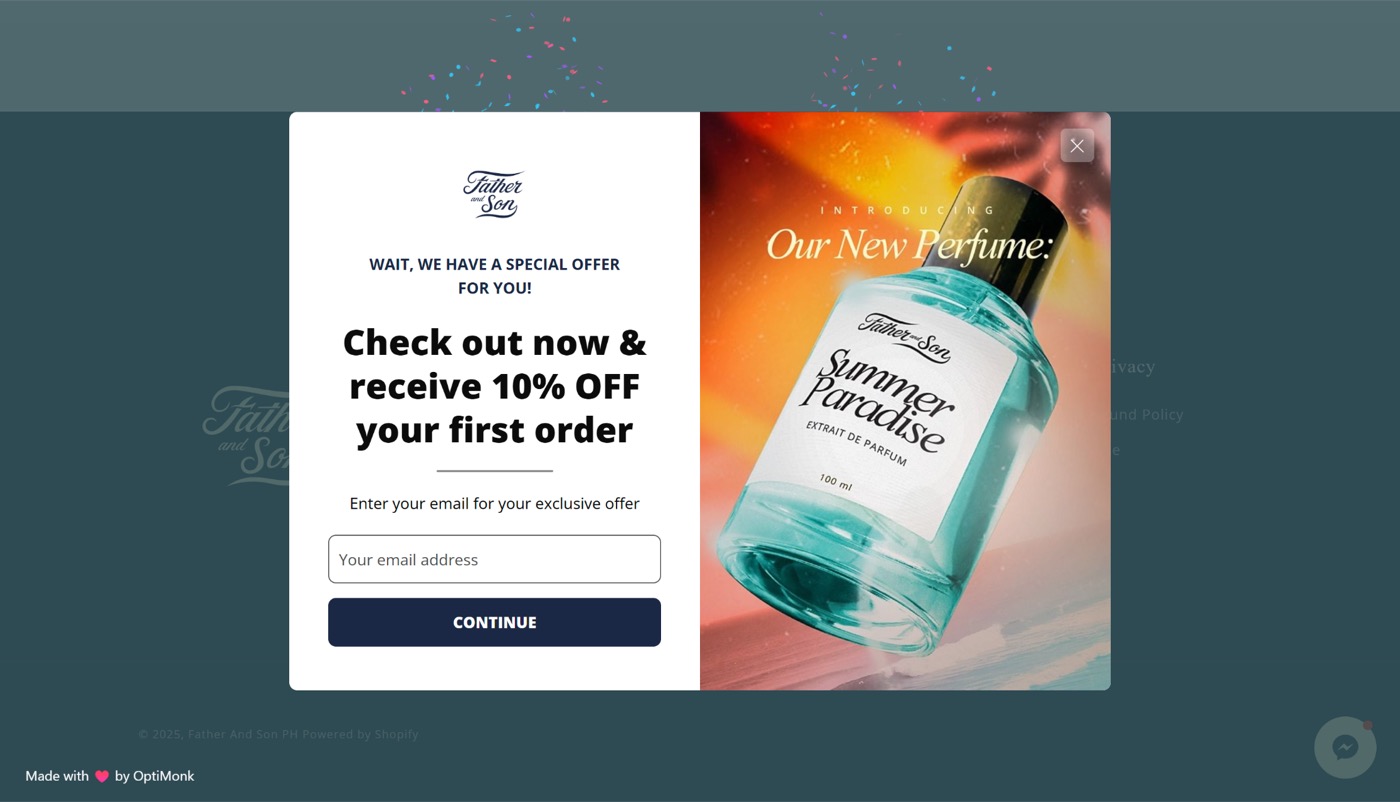 Perfume e-commerce landing mockup