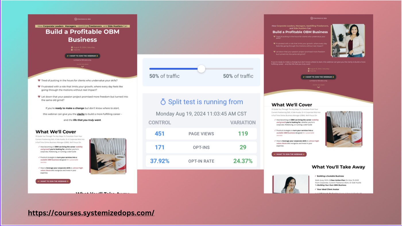 Coaching landing page mockup